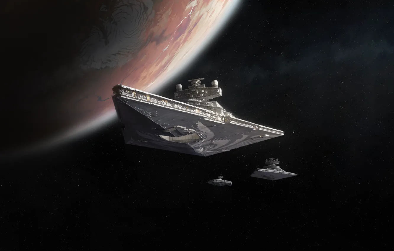 Фото обои Космос, Star Wars, Империя, Space, Космические Корабли, Космический Корабль, Star Destroyer, Фантастика