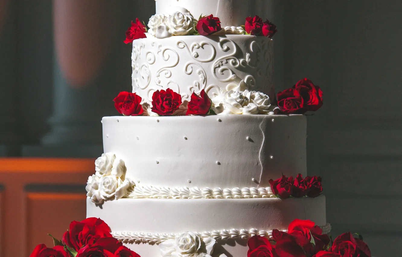 Фото обои розы, торт, украшение, десерт, свадьба