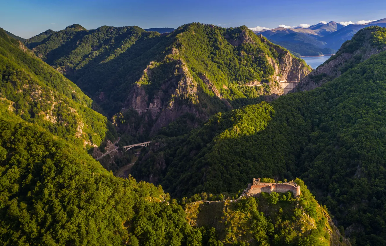 Фото обои горы, Румыния, замок Поенарь, Валахия