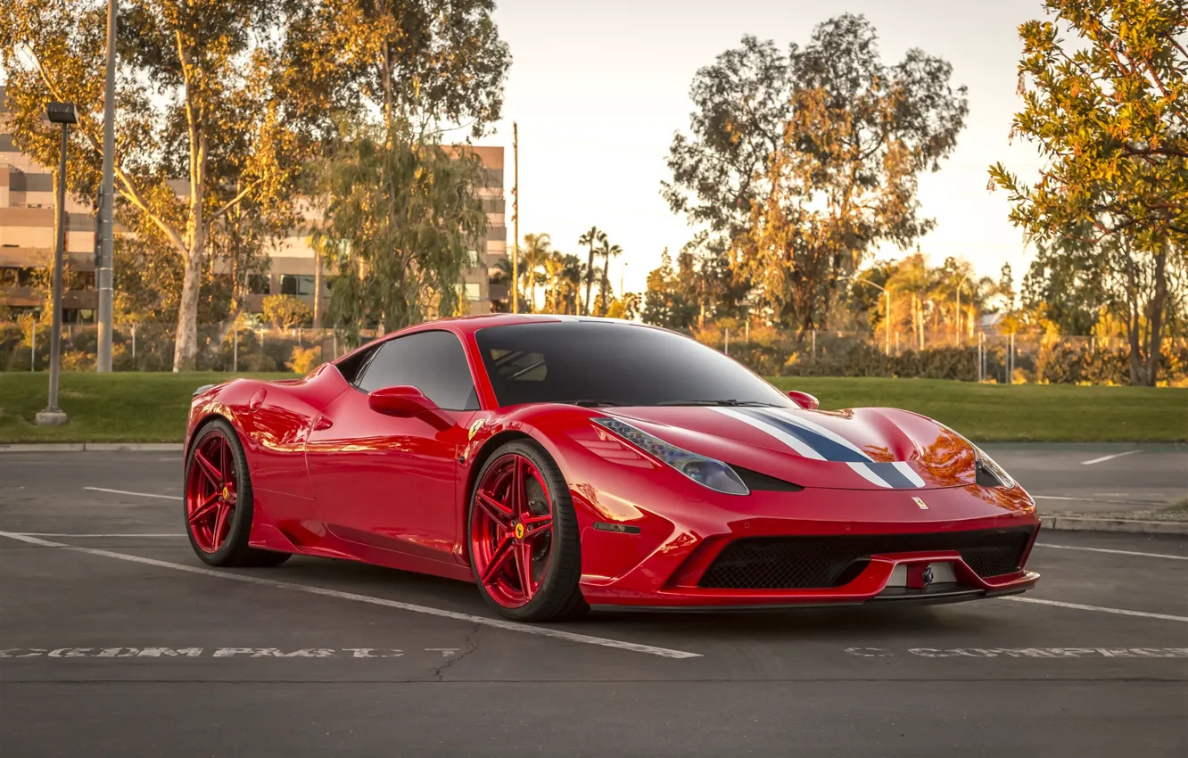 Фото обои Ferrari, red, wheels, 458, Speciale