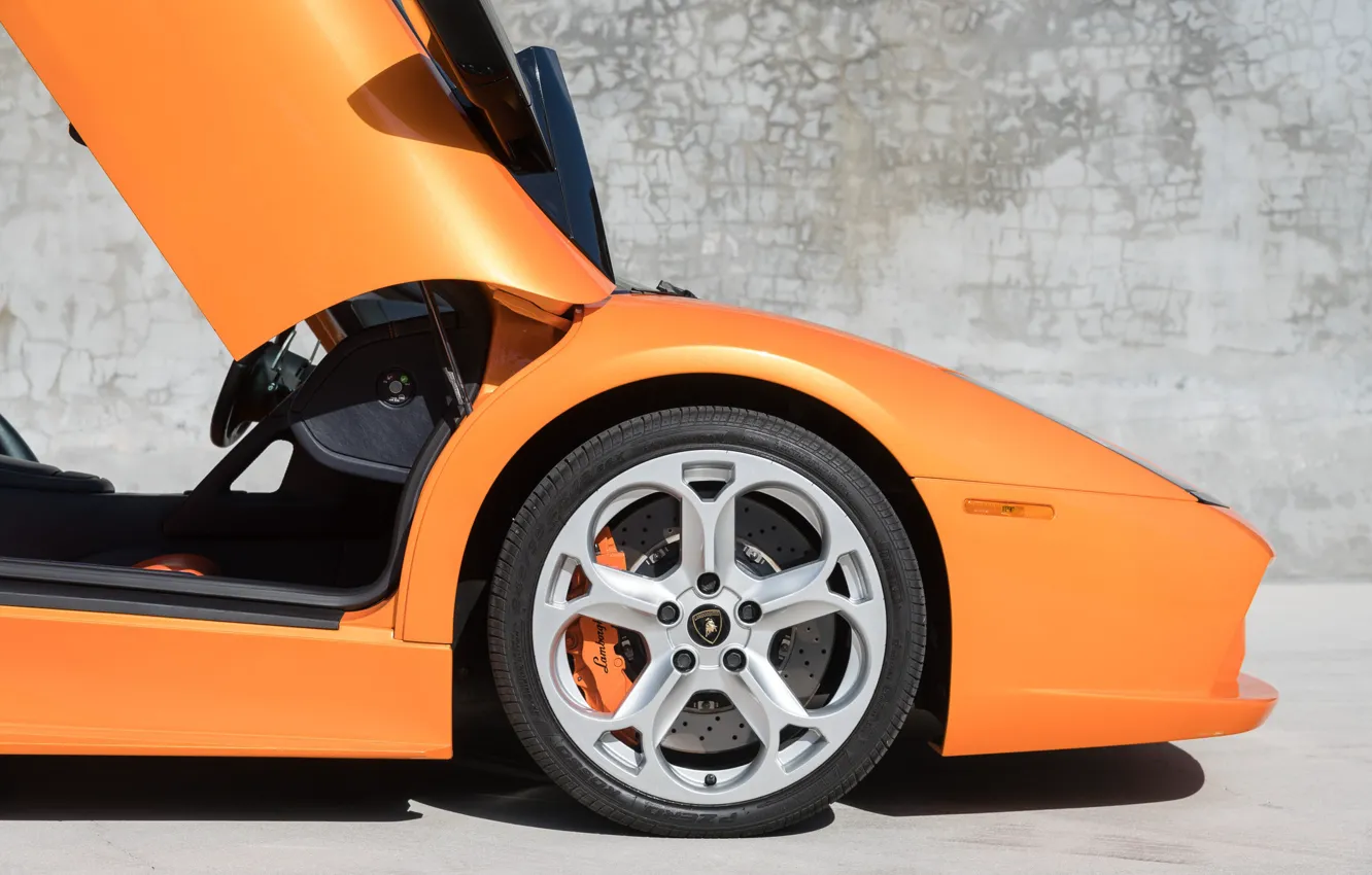 Фото обои Orange, Supercar, Wheels, Italian Cars, Lamborghini Murcielago Roadster