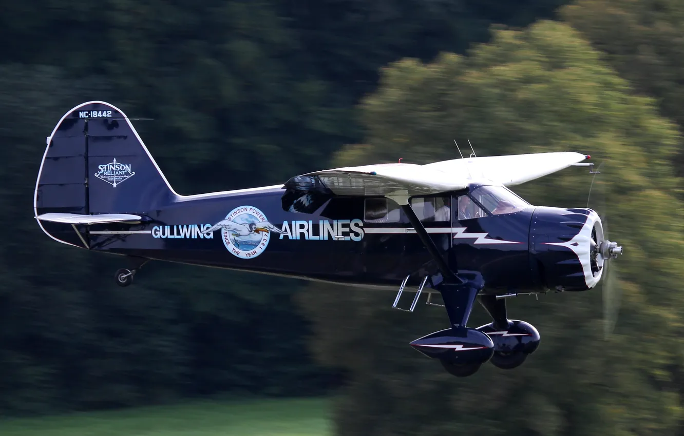 Фото обои легкий, американский, моноплан, четырехместный, SR-9C, Reliant, ‘Gullwing Airlines’, с закрытой кабиной