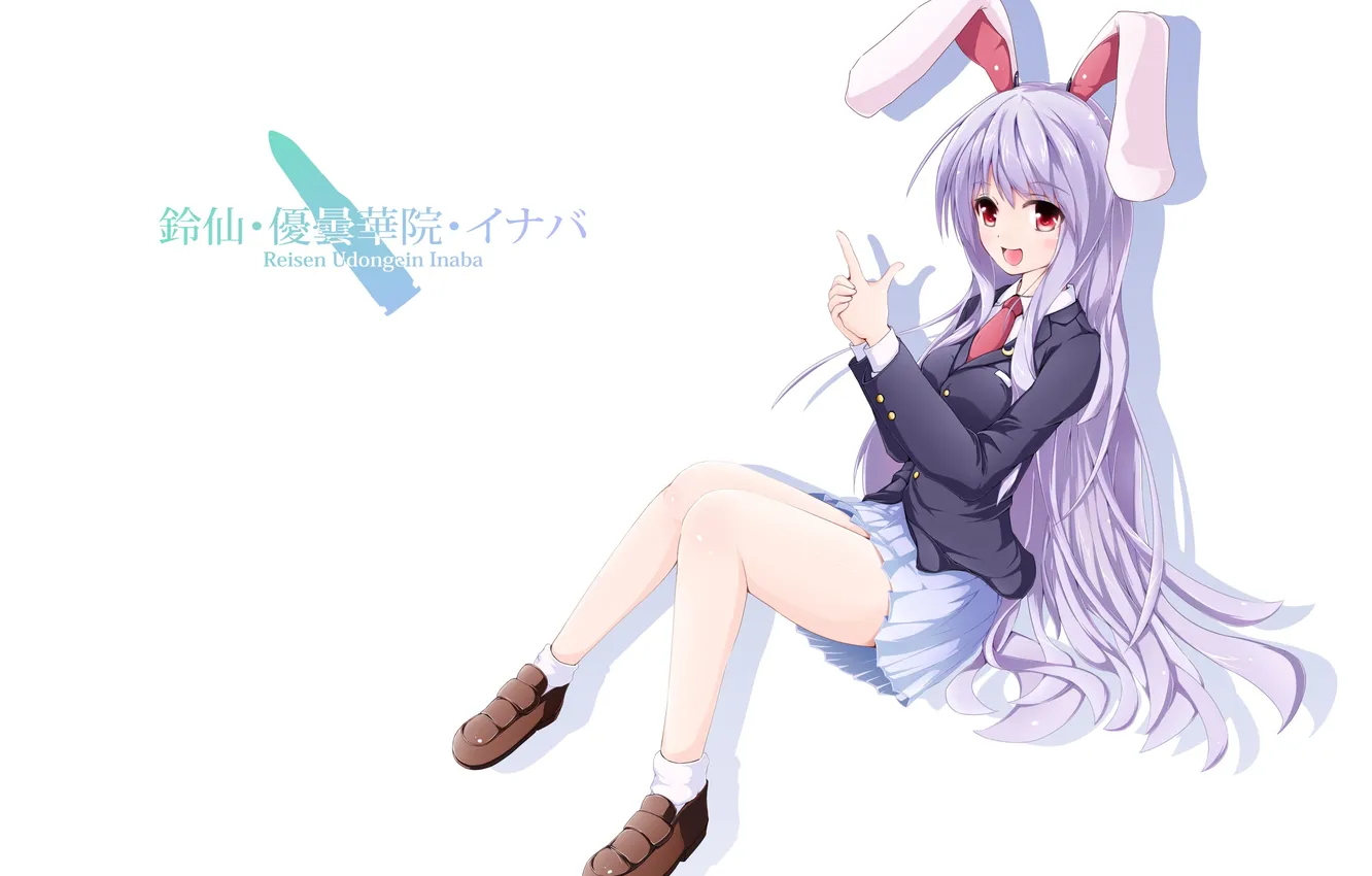 Фото обои девушка, зайчик, ушки, touhou, art, reisen udongein inaba, half-moon