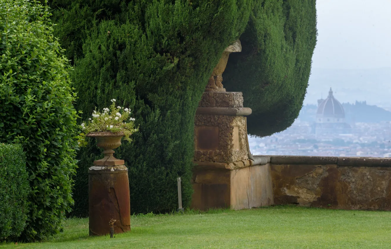 Фото обои Италия, вазон, Тоскана, виллы Медичи