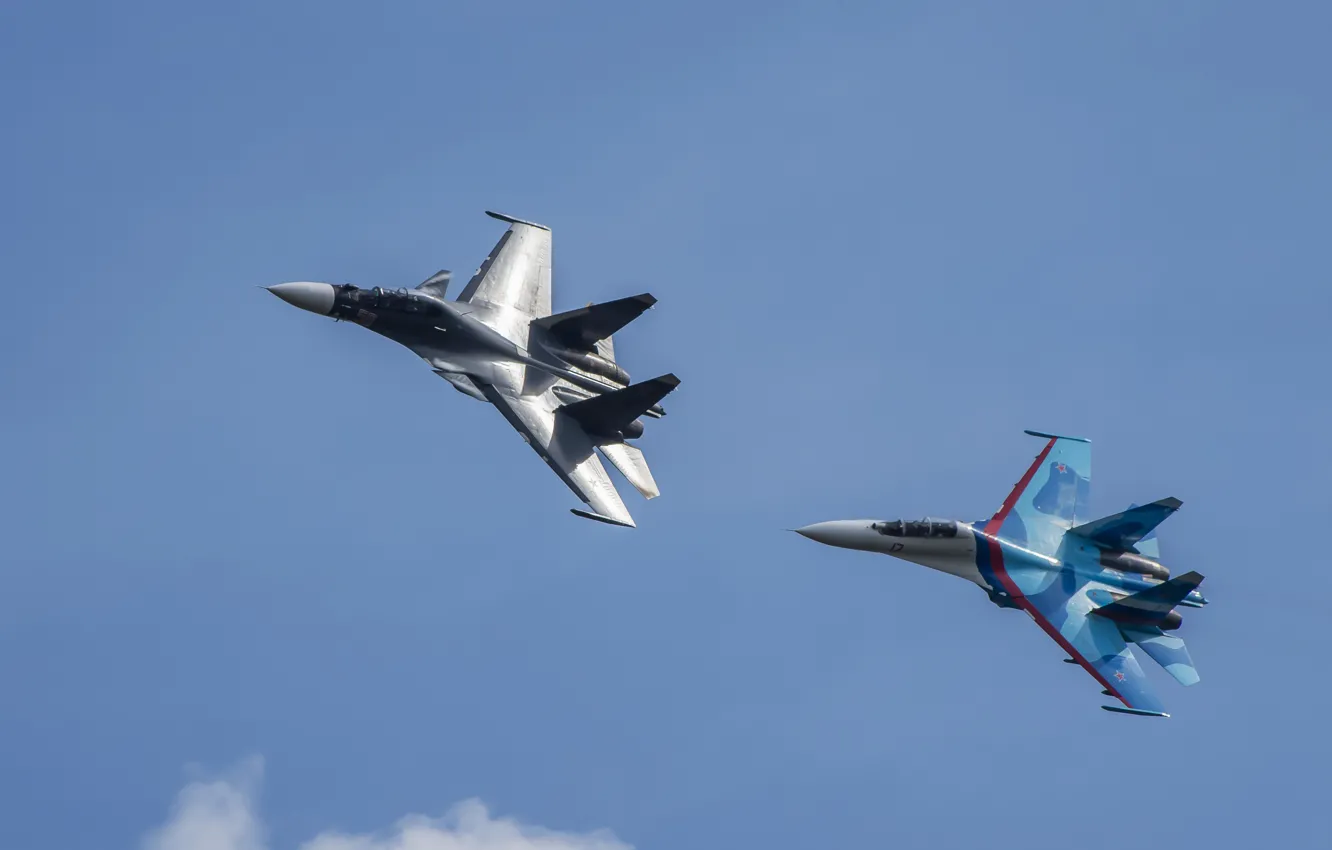 Фото обои полет, истребители, Су-27, Су-30