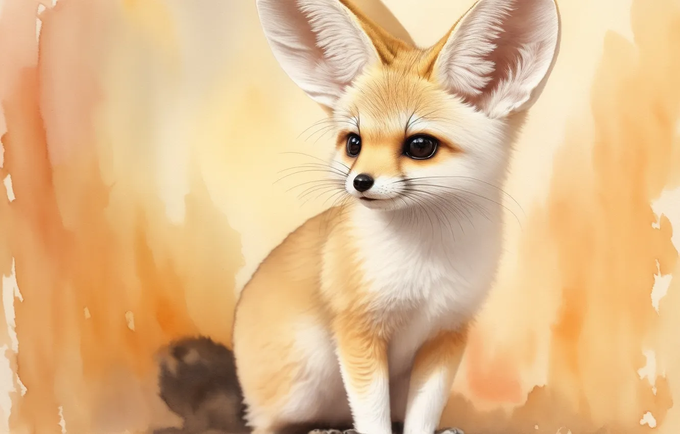 Фото обои животные, животное, рисунок, пушистый, акварель, лисичка, fox, animals