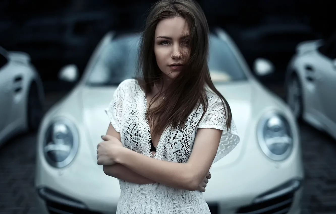 Фото обои авто, город, фон, портрет, Москва, Porsche 911 GT3, Лера