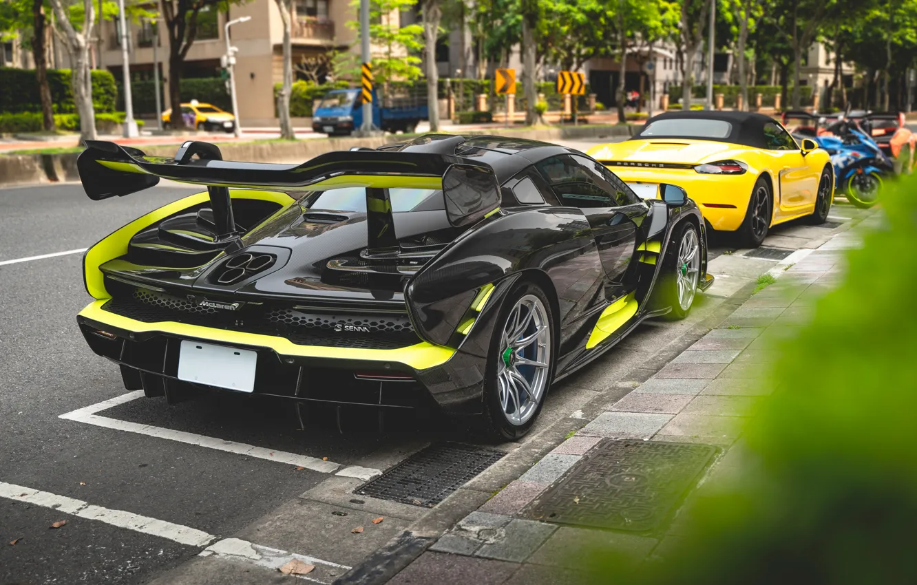 Фото обои спорткар, вид сзади, McLaren Senna