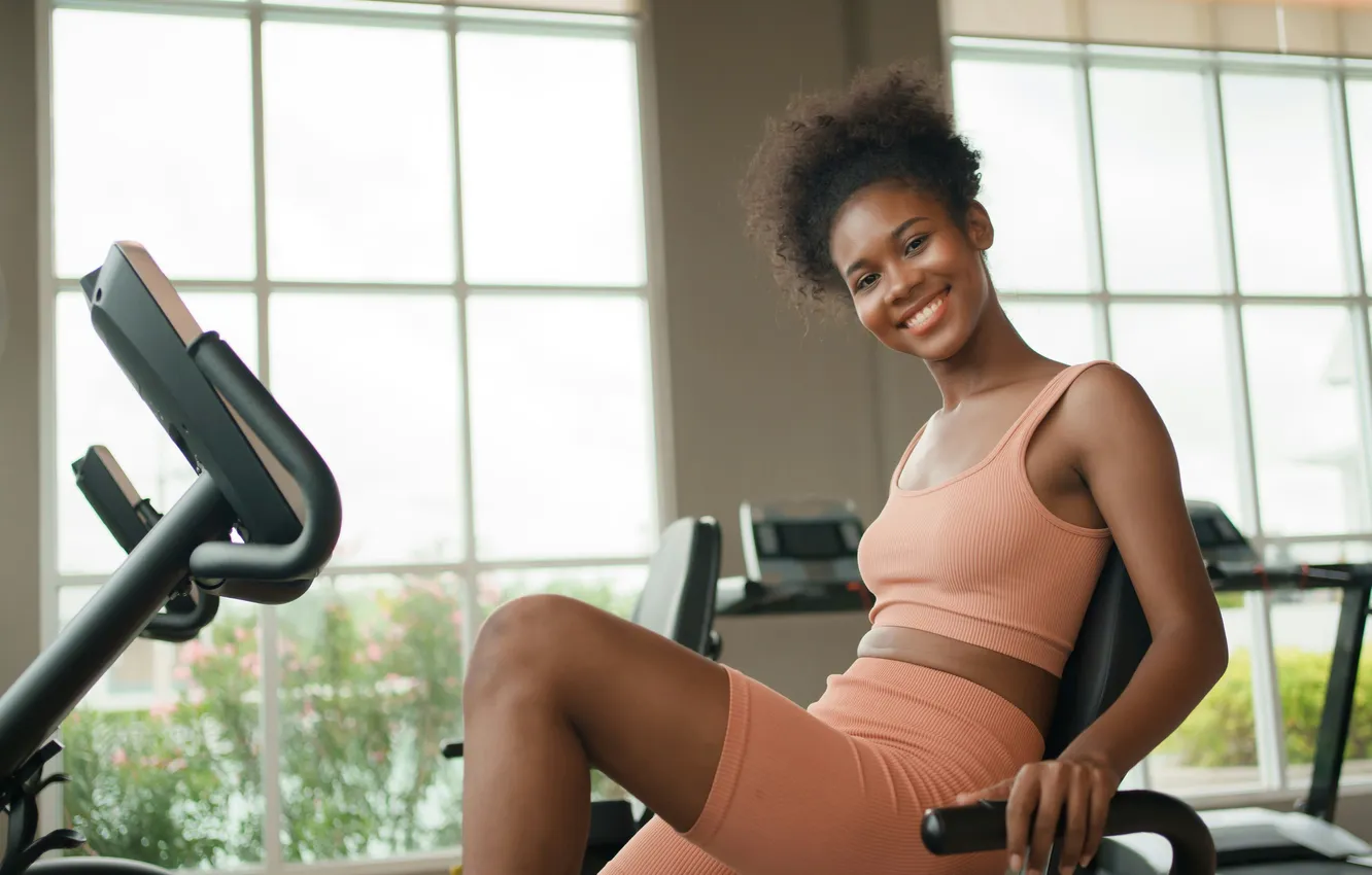 Фото обои sport, happy, black, woman, background, fitness, gym, health