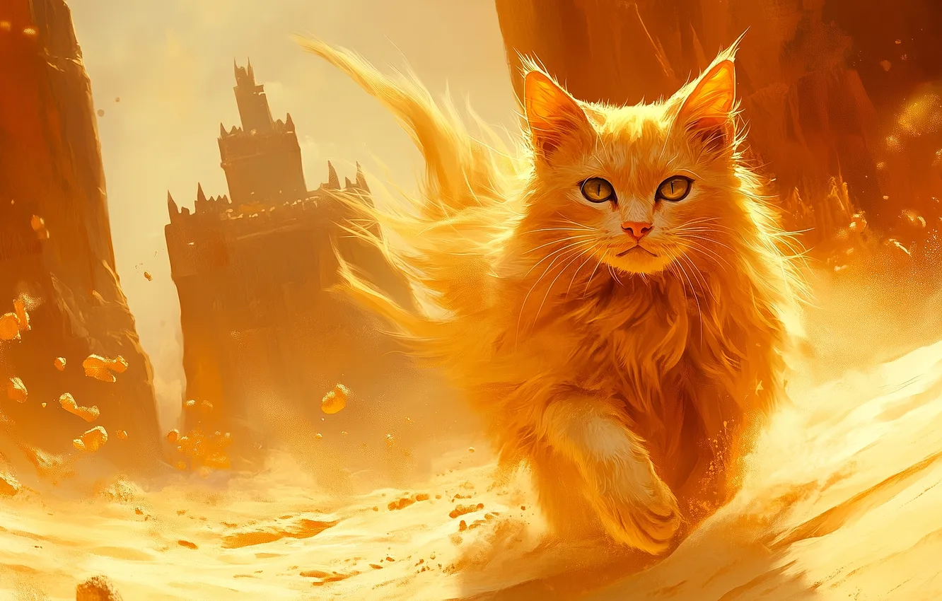 Фото обои cat, fantastic, rendering, neural network