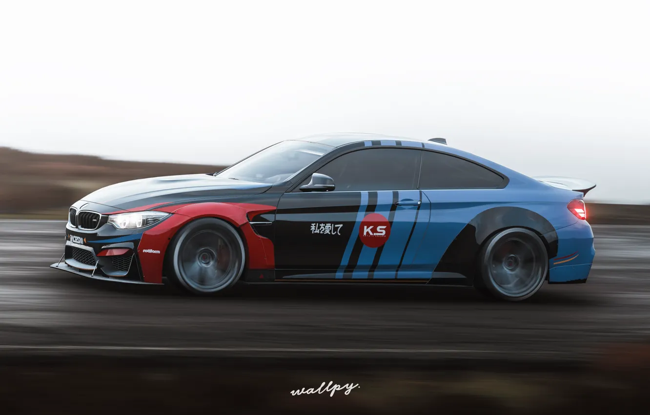 Фото обои скорость, Microsoft, BMW M4, game art, Forza Horizon 4, by Wallpy