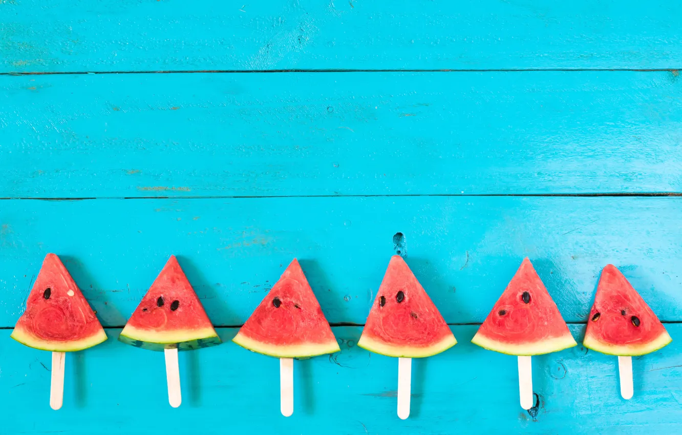 Фото обои арбуз, fresh, wood, дольки, watermelon, slice