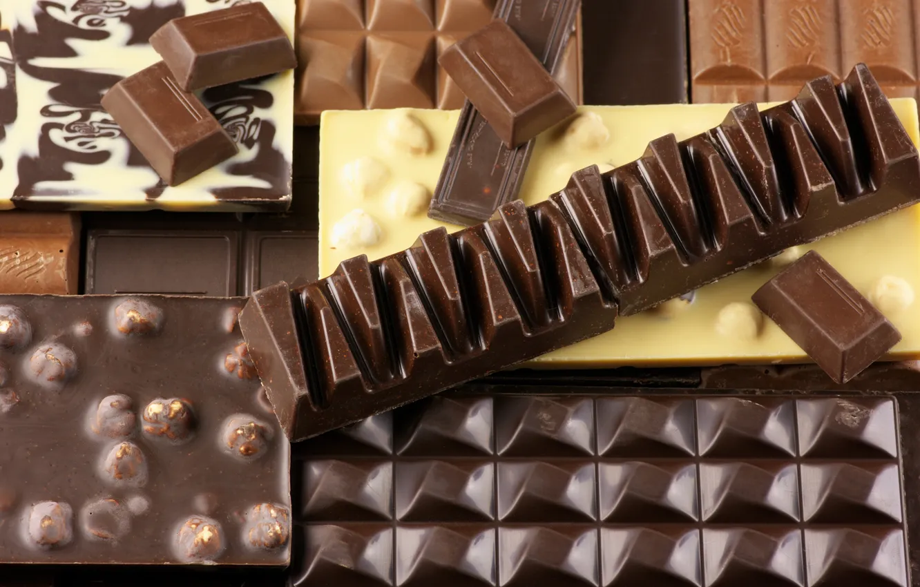 Фото обои шоколад, орехи, белый шоколад