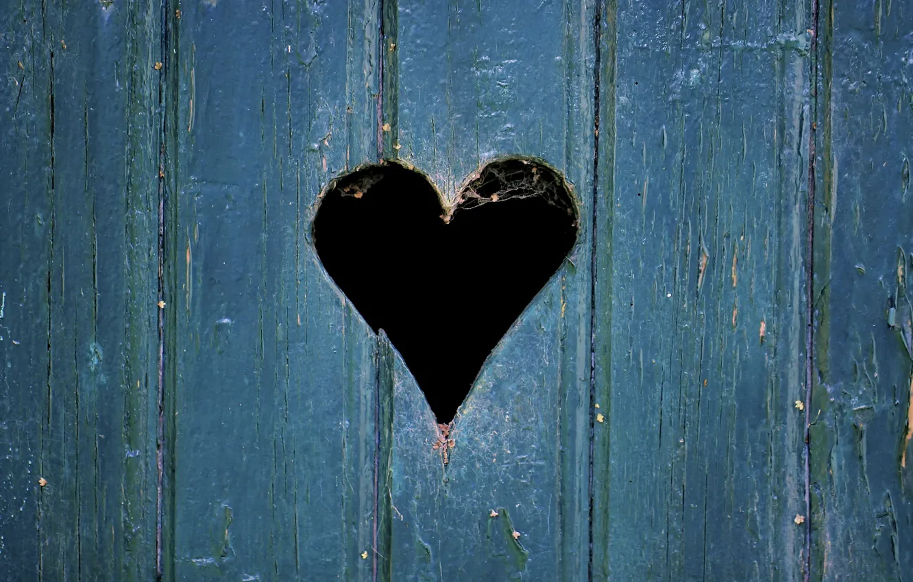 Фото обои сердце, доски, дверь