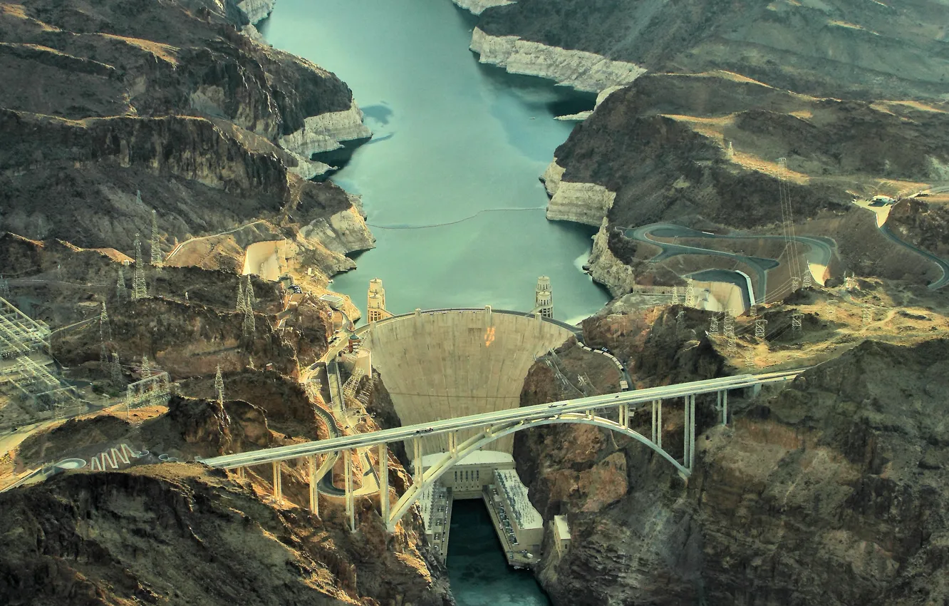 Фото обои река, плотина, Аризона, дамба, Невада, Arizona, Nevada, Hoover Dam