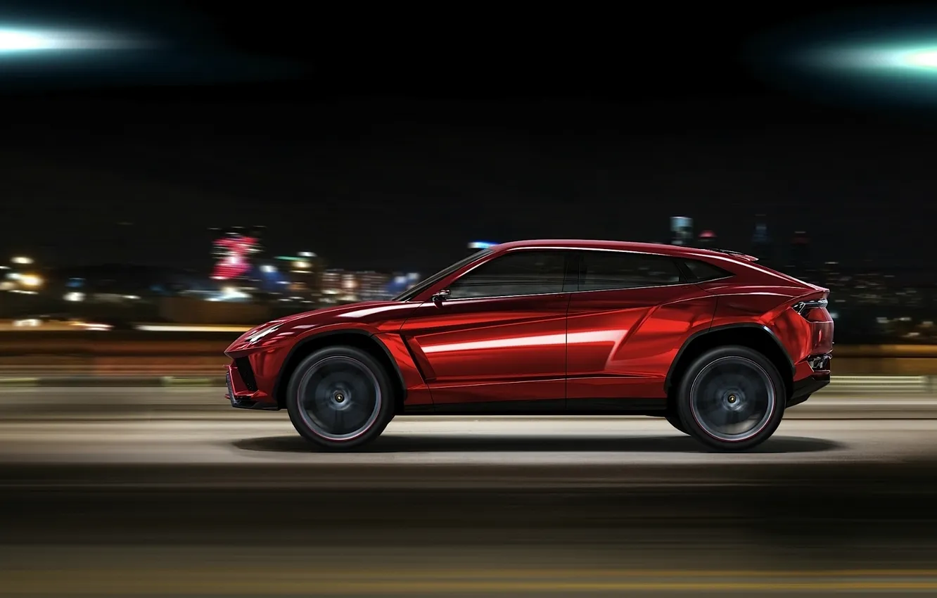 Фото обои ночь, город, внедорожник, Lamborghini Urus Concept 2012