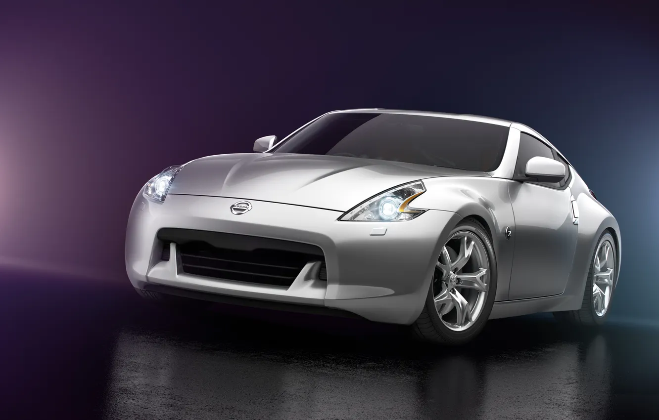 Фото обои свет, серебристый, Nissan, блик, ниссан, 370z, silvery