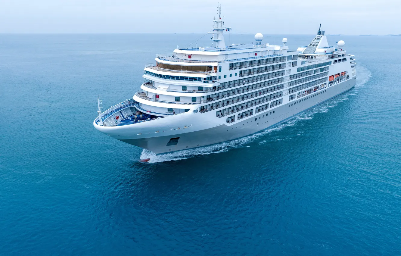 Фото обои sky, sea, ocean, view, ship, top, boat, cruise