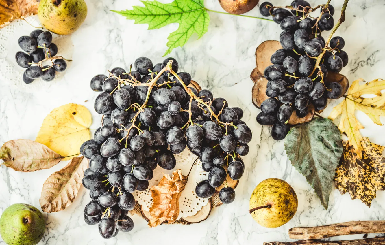 Фото обои виноград, фрукты, груши