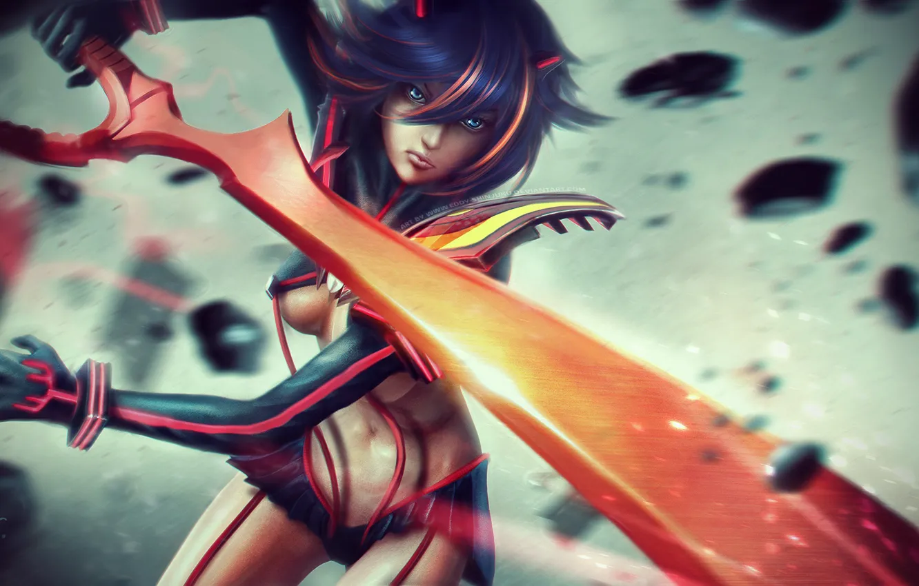 Фото обои Девушка, Меч, Art, Персонаж, Eddy Shinjuku, Kill La Kill, by Eddy Shinjuku, KILLA MOVES RYUKO
