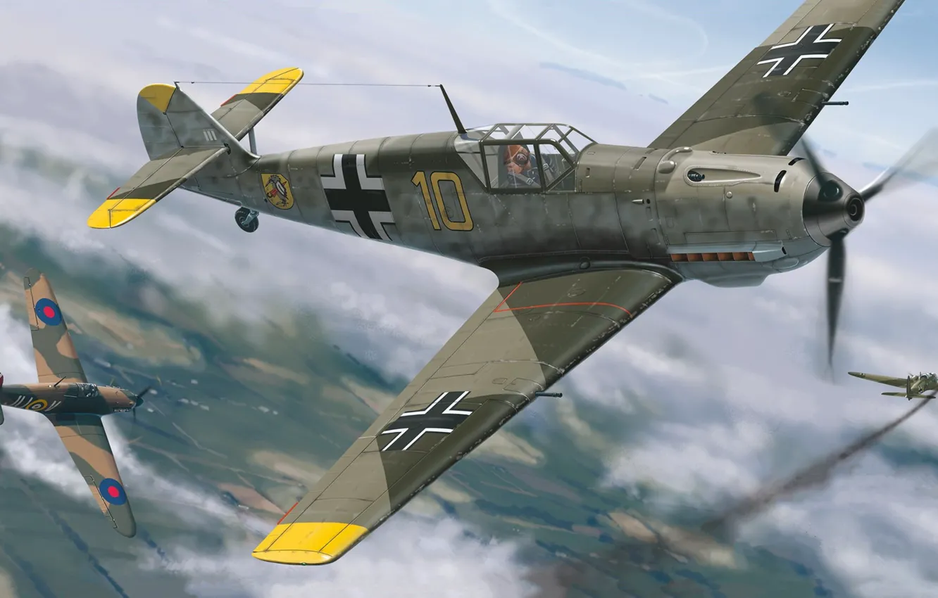 Фото обои Германия, истребитель, люфтваффе, Messerschmitt Bf 109, Bf 109E-4, Petr Štěpánek