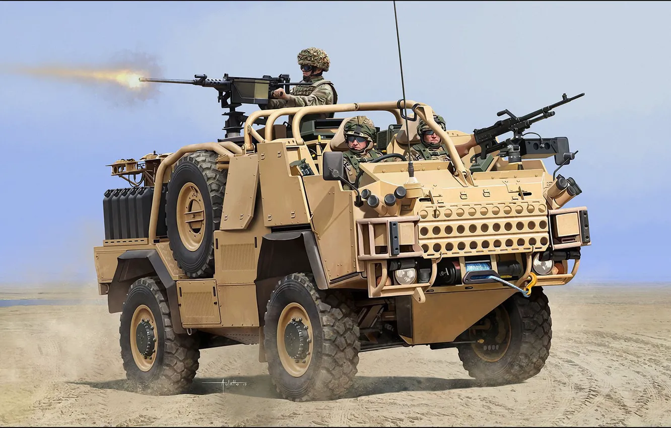 Фото обои Великобритания, бронеавтомобиль, British Army, MWMIK, Auletta, Tactical Support Vehicle, Supacat HMT400 Jackal, Jackal 2 High …