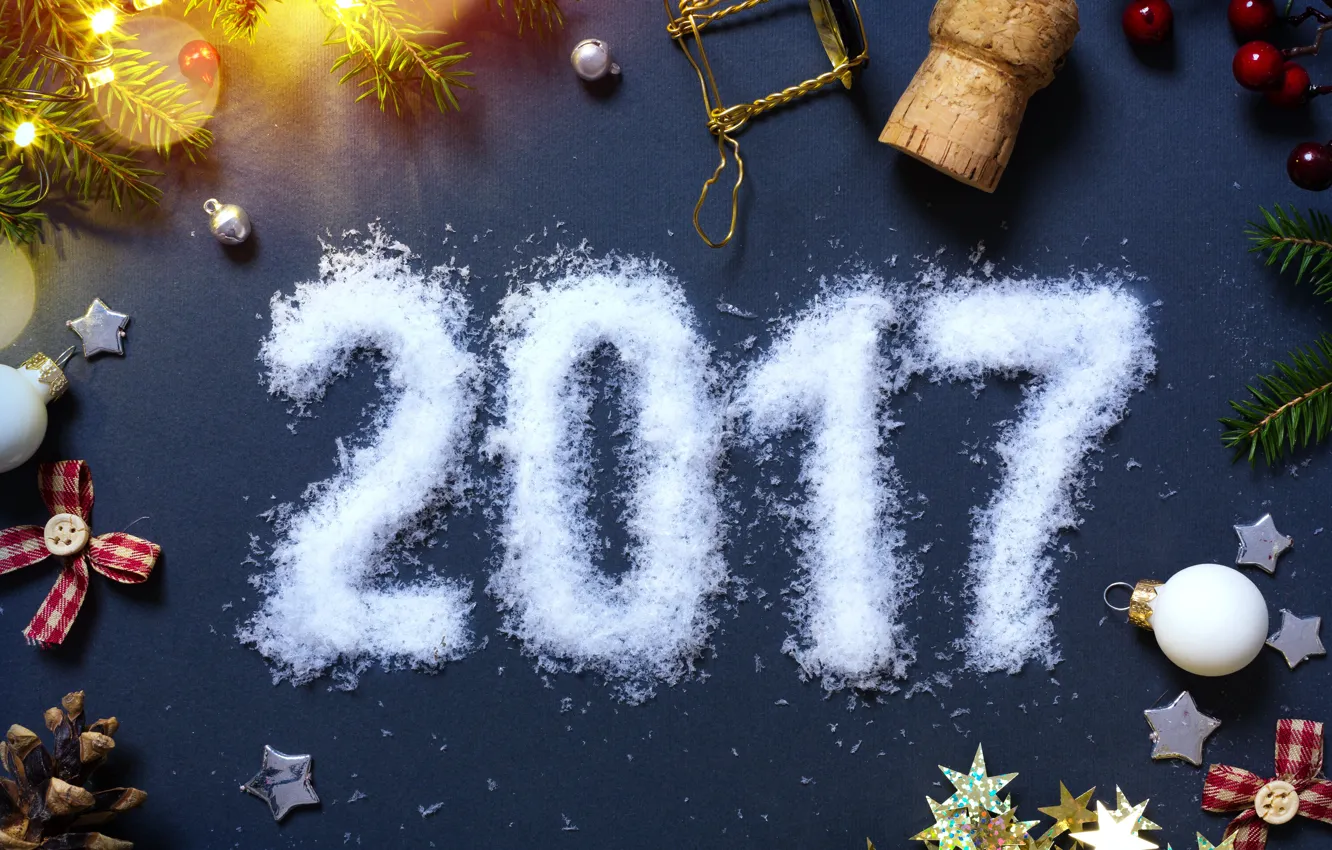 Фото обои Новый Год, new year, happy, decoration, 2017