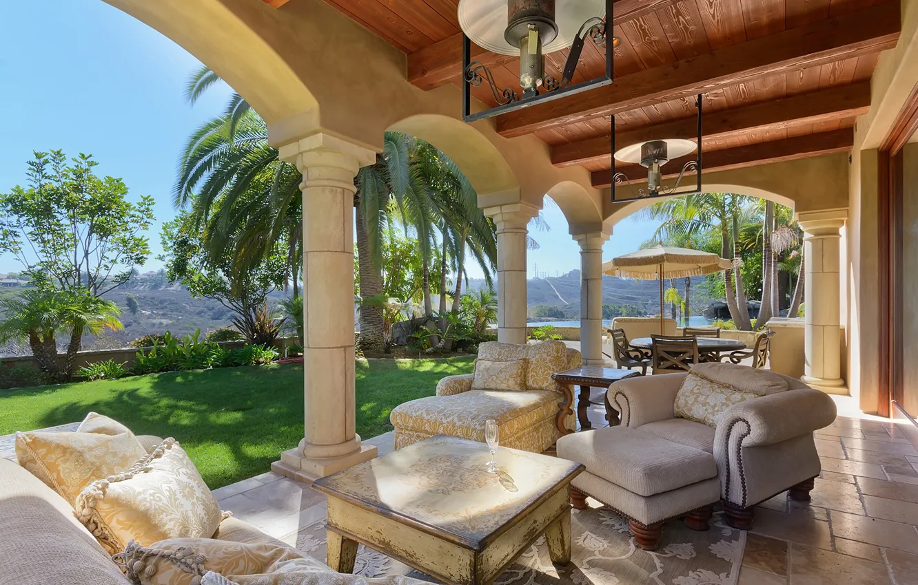 Фото обои view, luxury, palm, ranch, santa fe