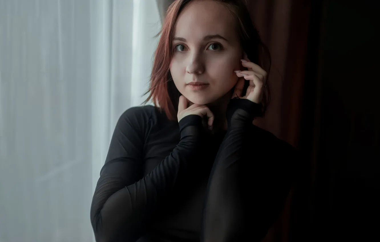 Фото обои модель, фотосессия, в черном, Rosso alex