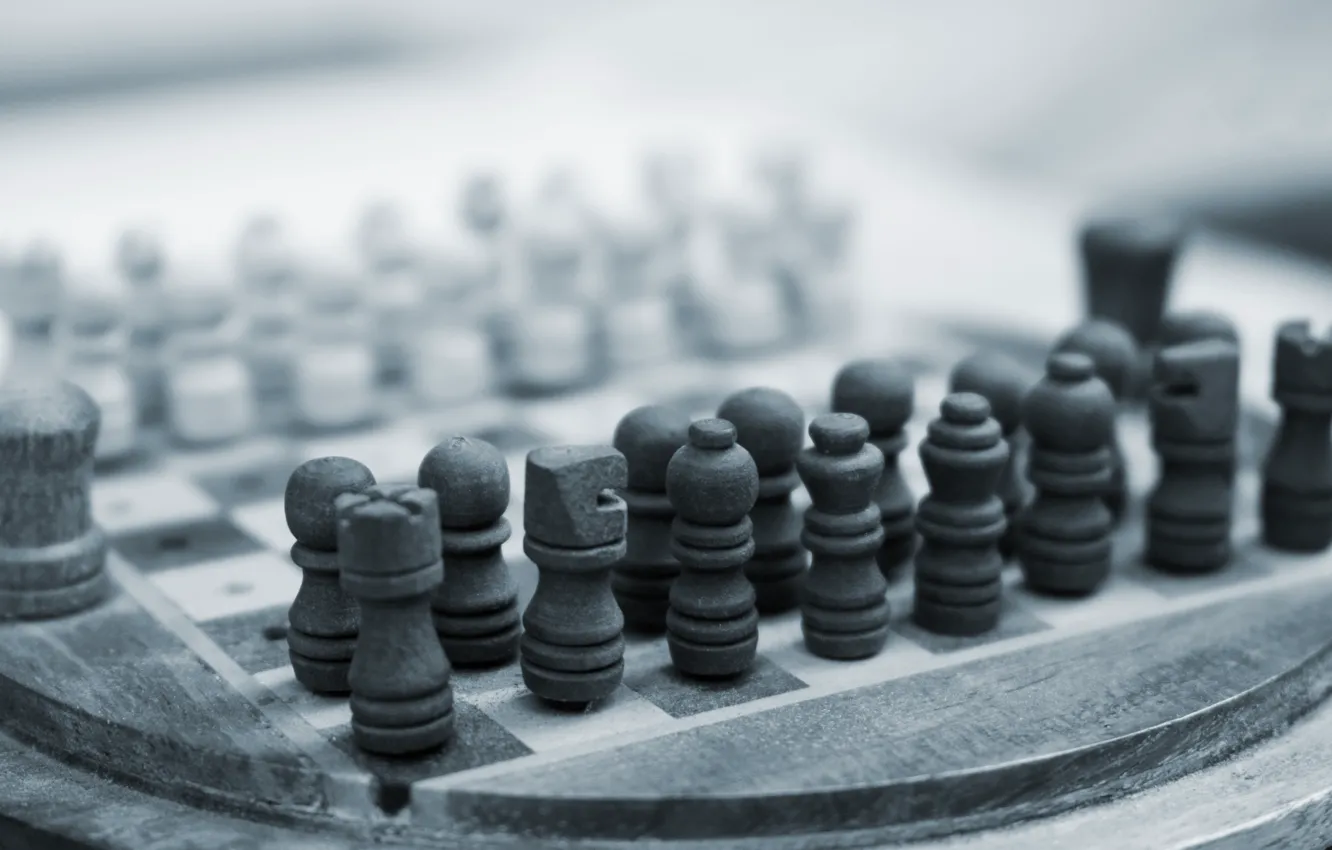 Фото обои macro, Game, black and white, Chess Board