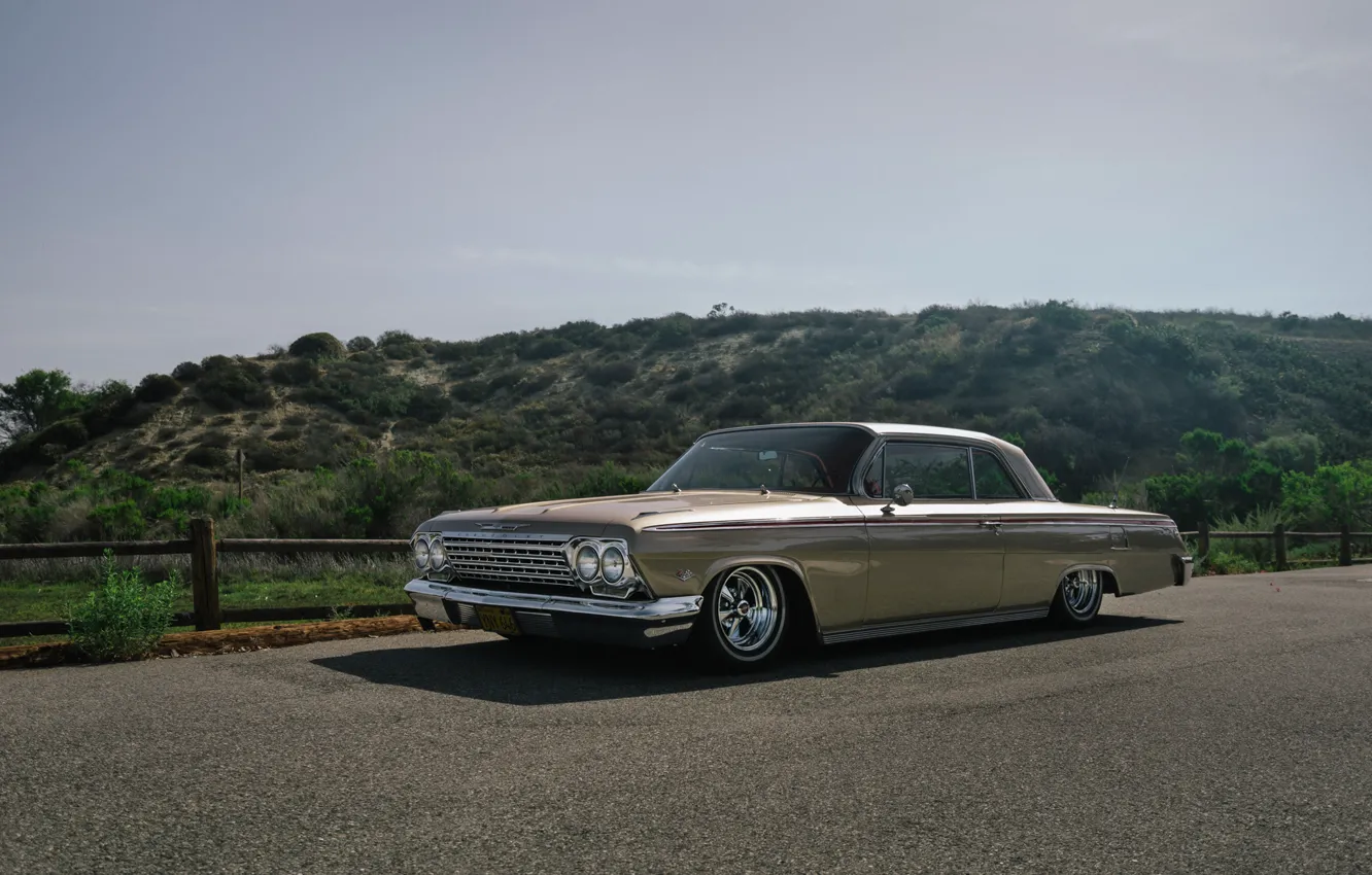 Фото обои Chevrolet, road, 1965, Impala