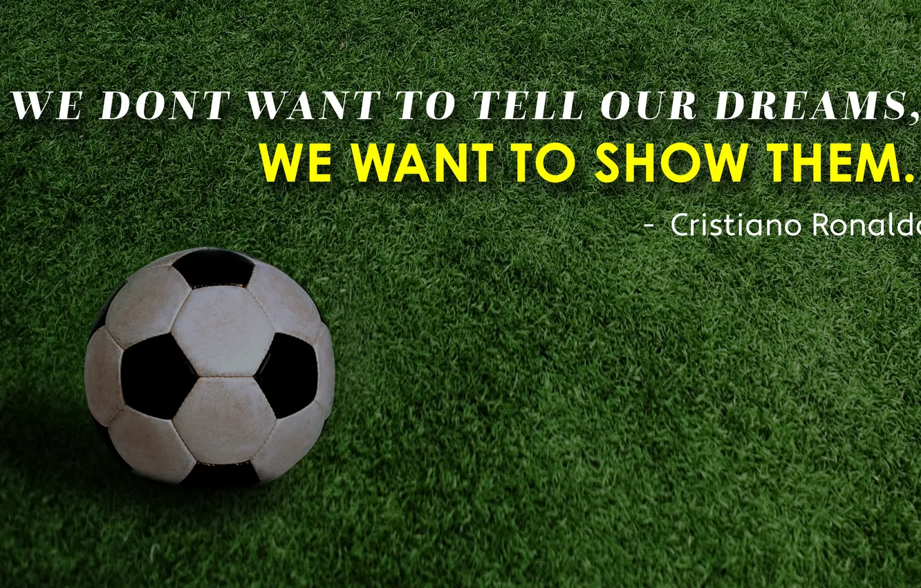 Фото обои Cristiano Ronaldo, Sports, Football, Soccer ball, Soccer field, Popular quotes