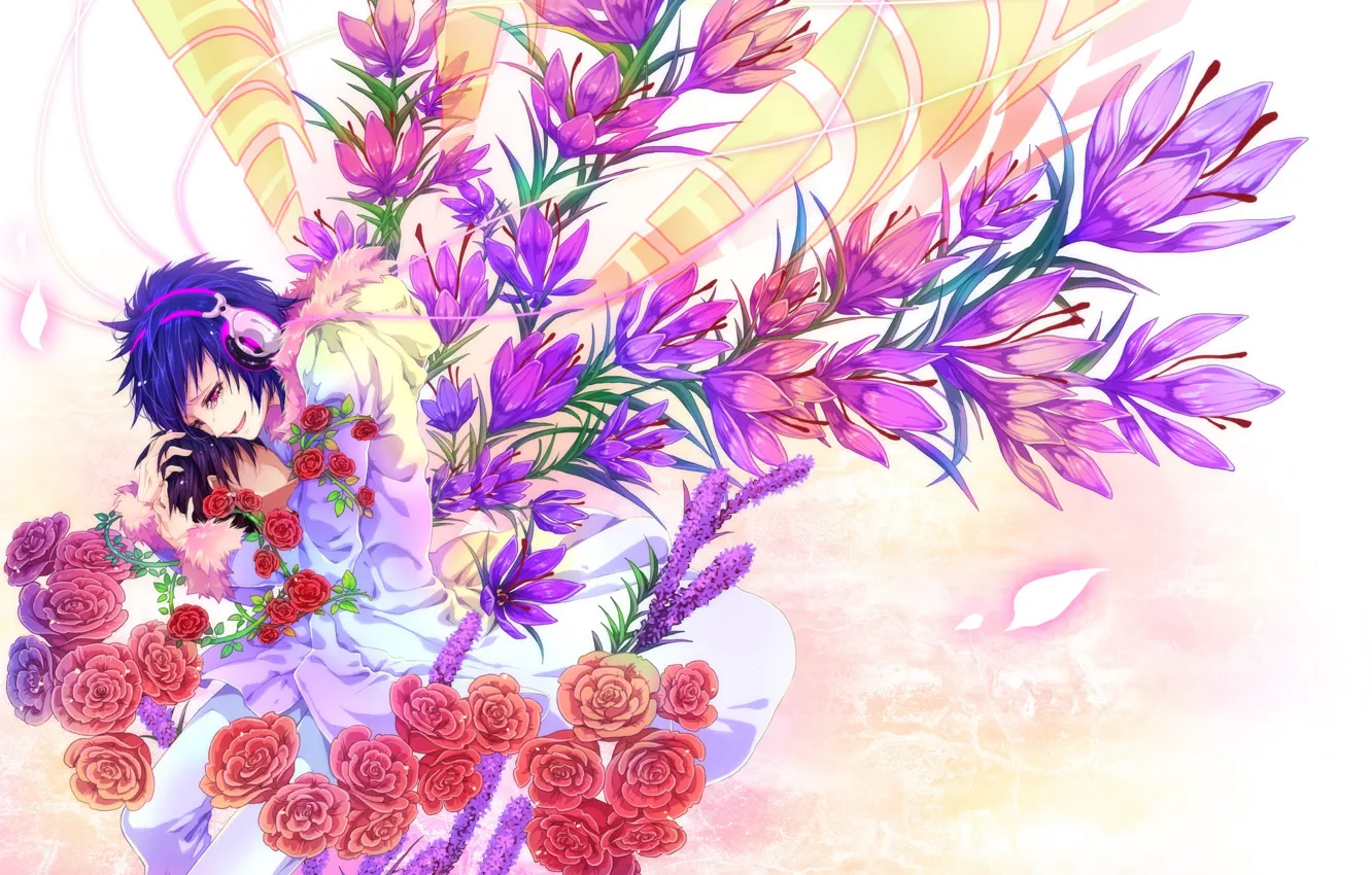Фото обои цветы, аниме, арт, Durarara!!, Всадник без головы, Орихара Изая