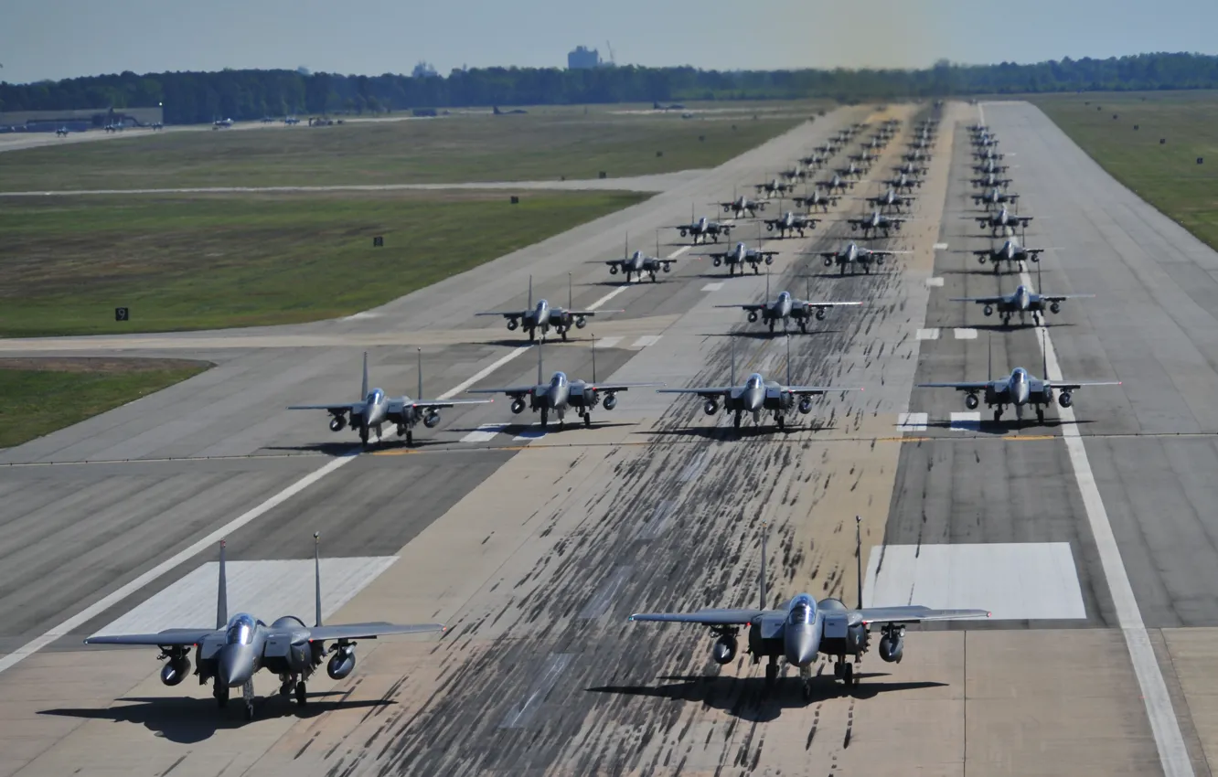 Фото обои USAF, F-15E Strike Eagle, Elephant Walk
