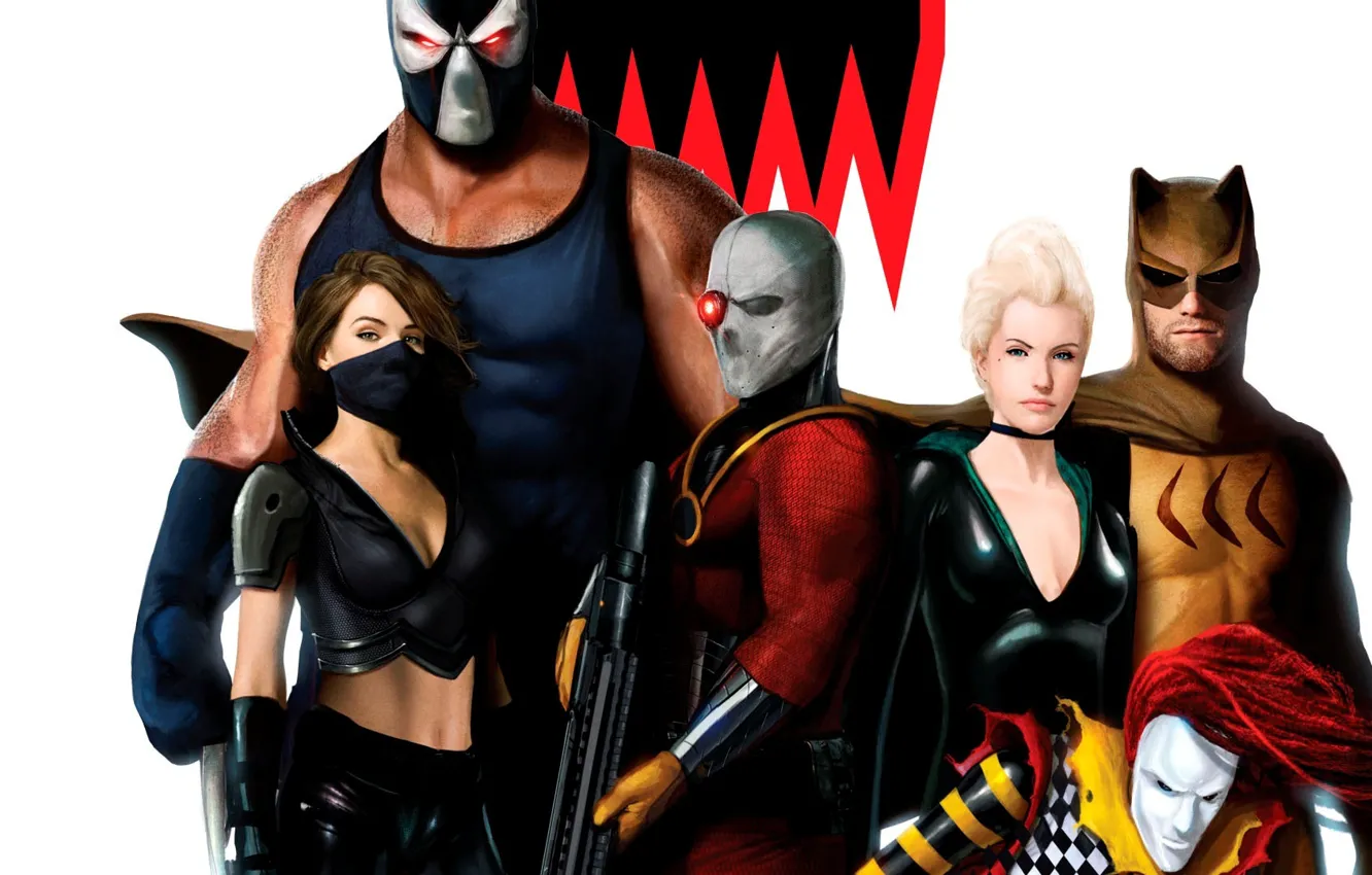 Фото обои Bane, Deadshot, Комиксы, Secret Six, Scandal Sevage, Rag Doll, Catman, Секретная шестерка