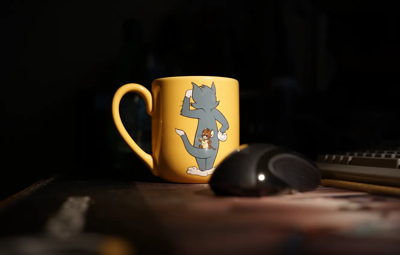 Фото обои мышка, чашка, Том и Джерри