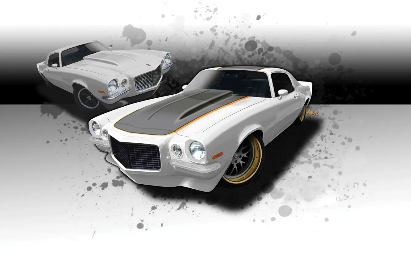 Обои Chevrolet, капот, 1971, Camaro SS, диски, Шевроле Камаро, Tuning ...