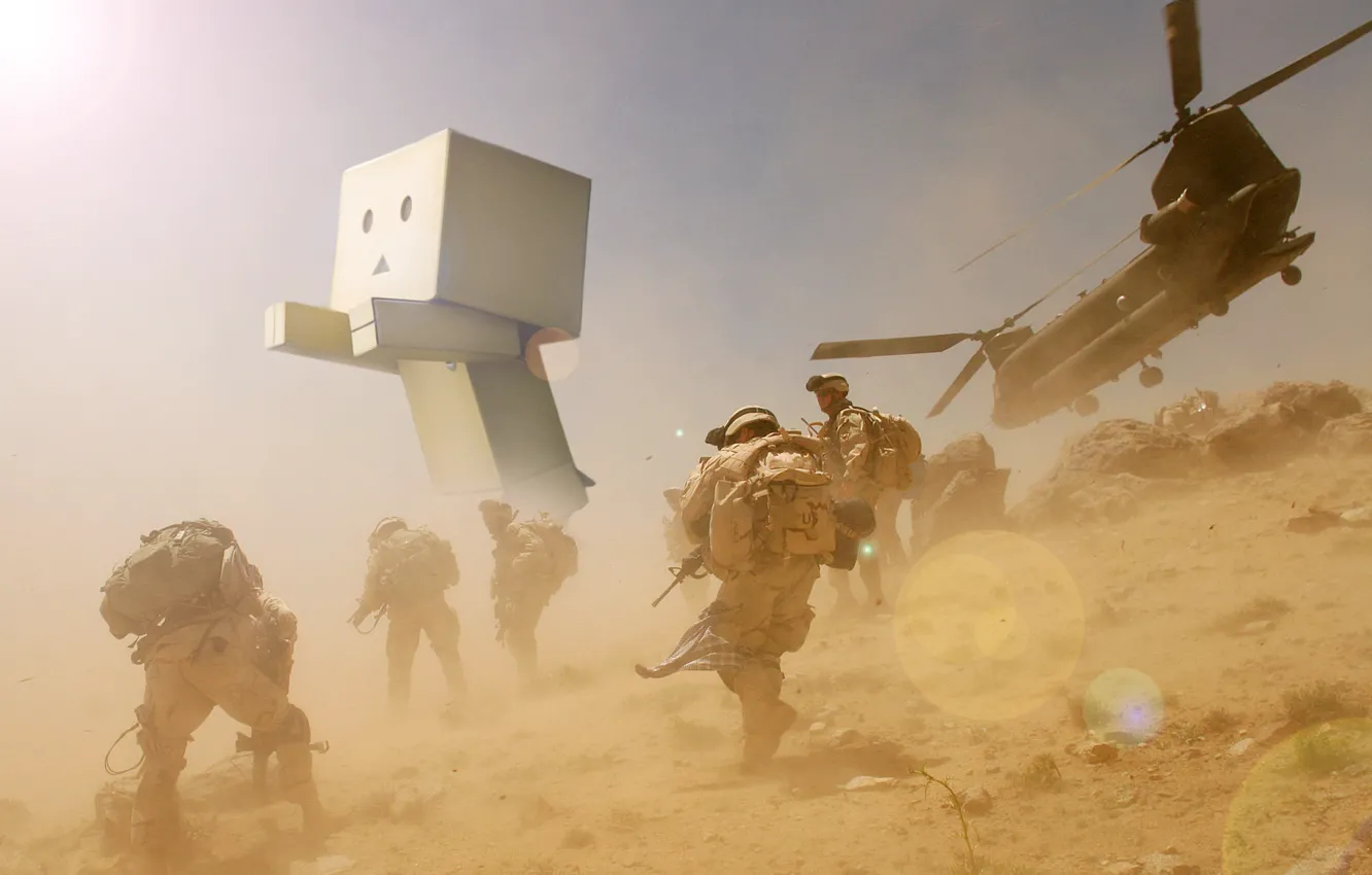 Фото обои война, военные, картонный человечек