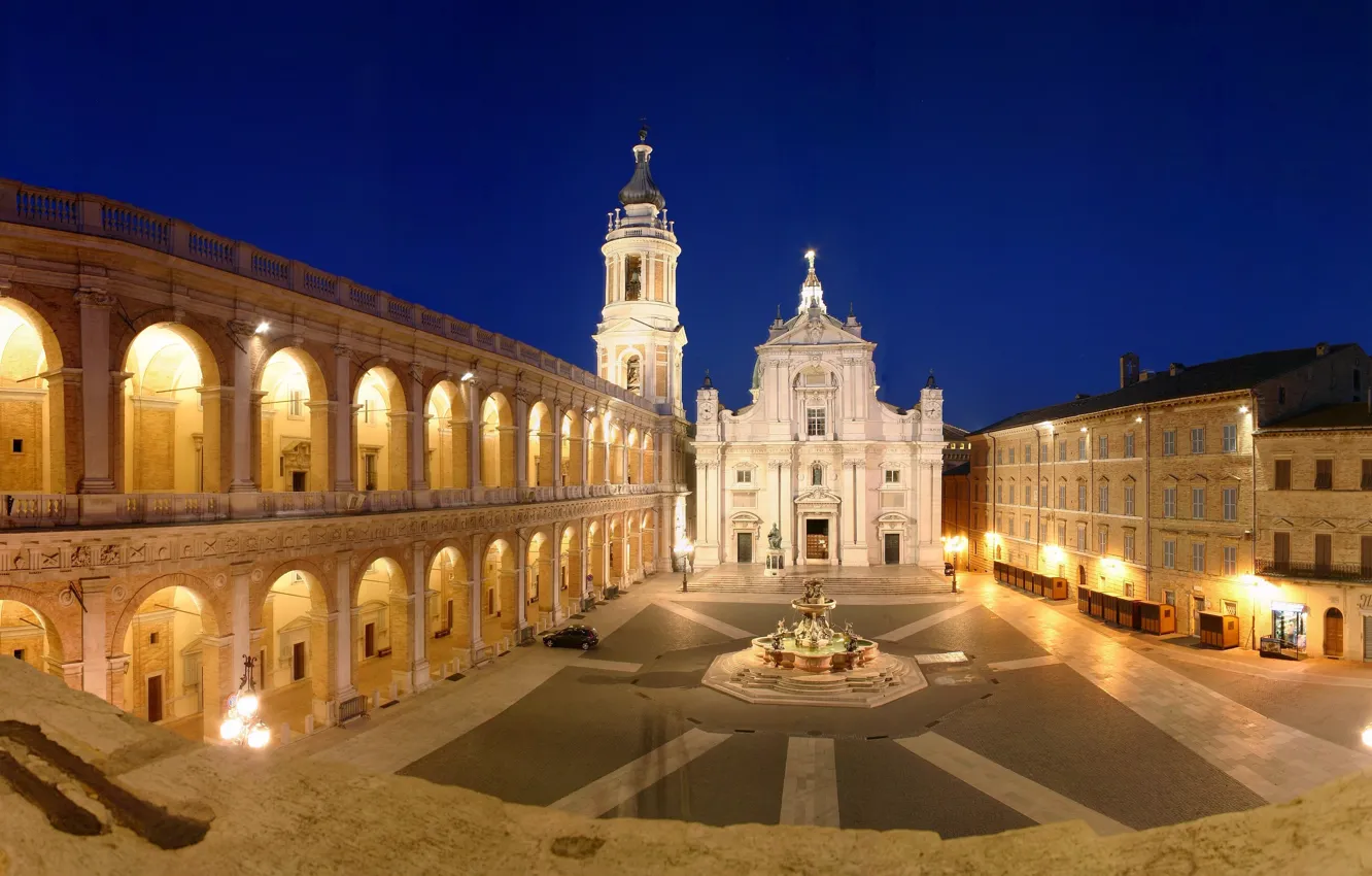 Фото обои огни, площадь, ночной город