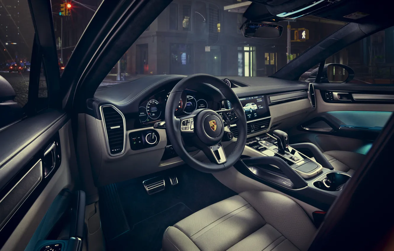 Фото обои Porsche, салон, Coupe, Turbo, Cayenne, 2019