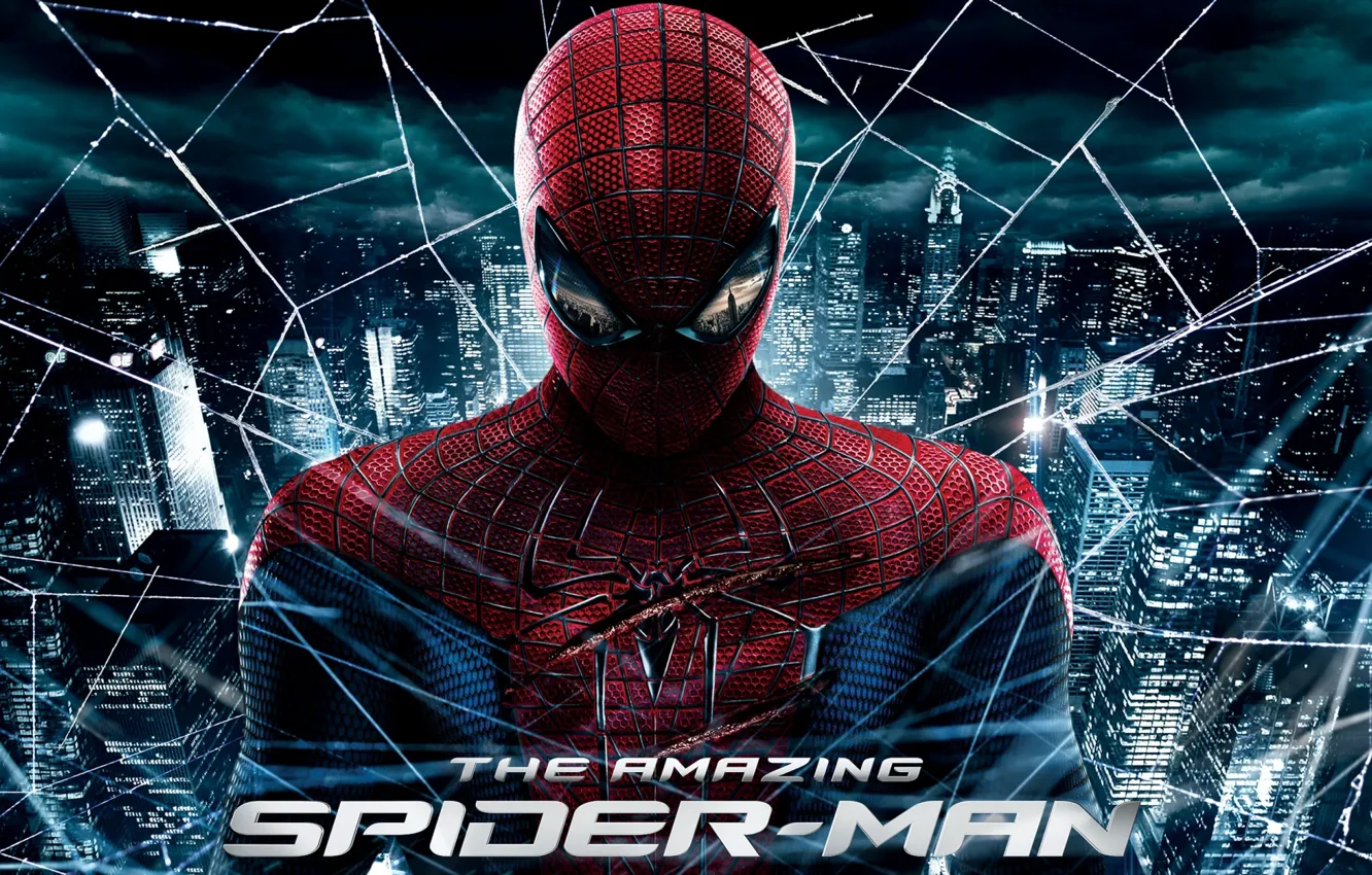 Фото обои city, web, новый человек паук, the amazing spider man