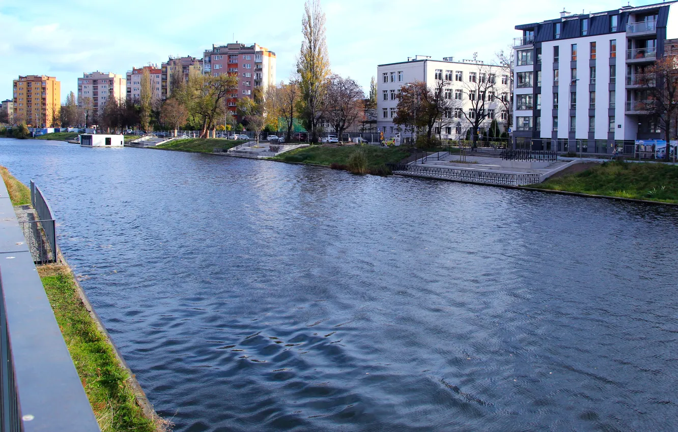 Фото обои river, water, building
