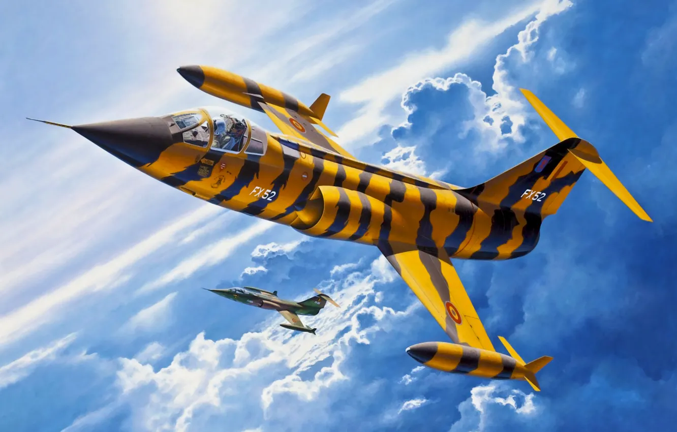 Фото обои art, airplane, painting, aviation, jet, F-104 G Starfighter