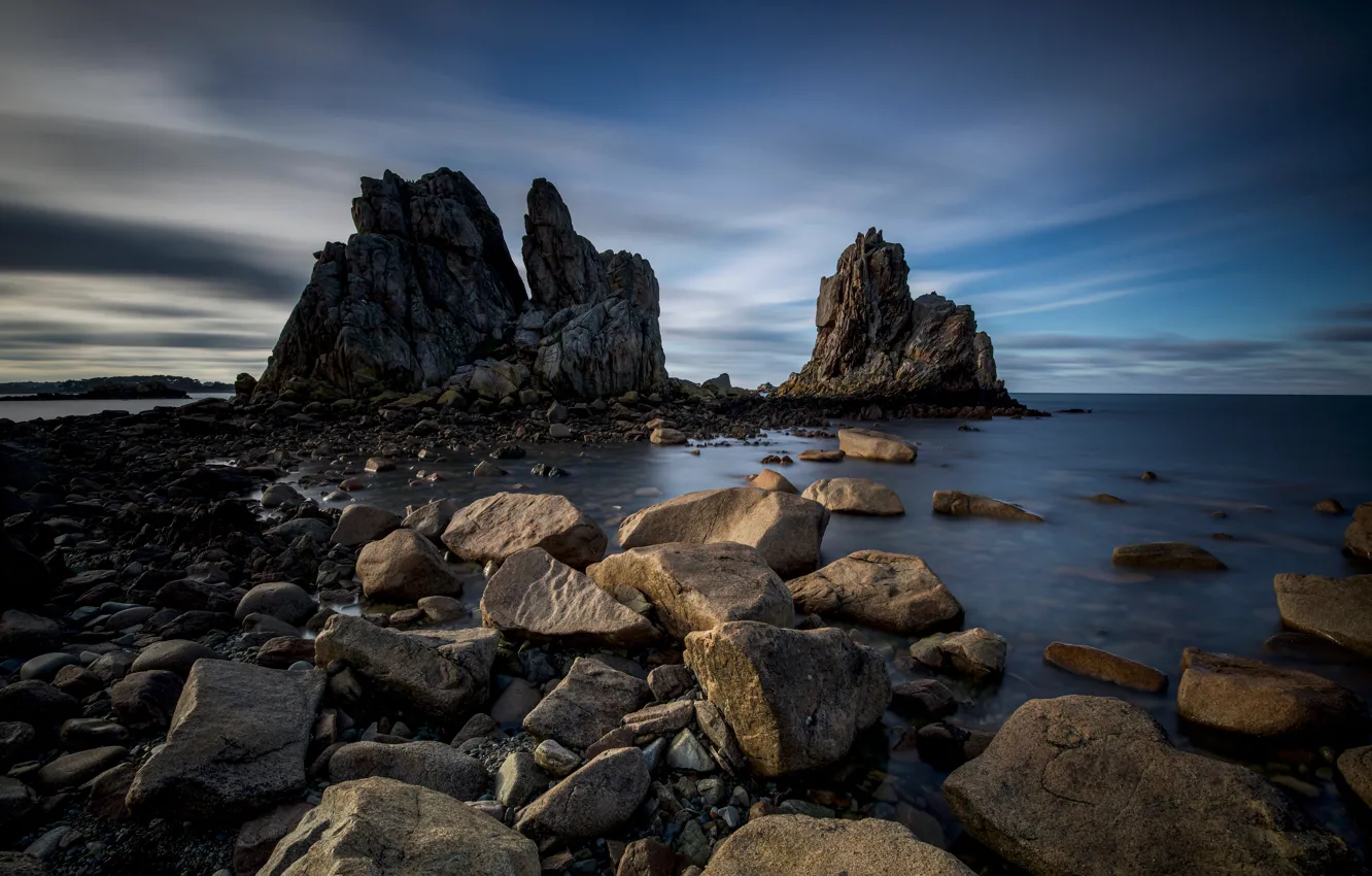 Фото обои камни, скалы, побережье, Франция, Бретань