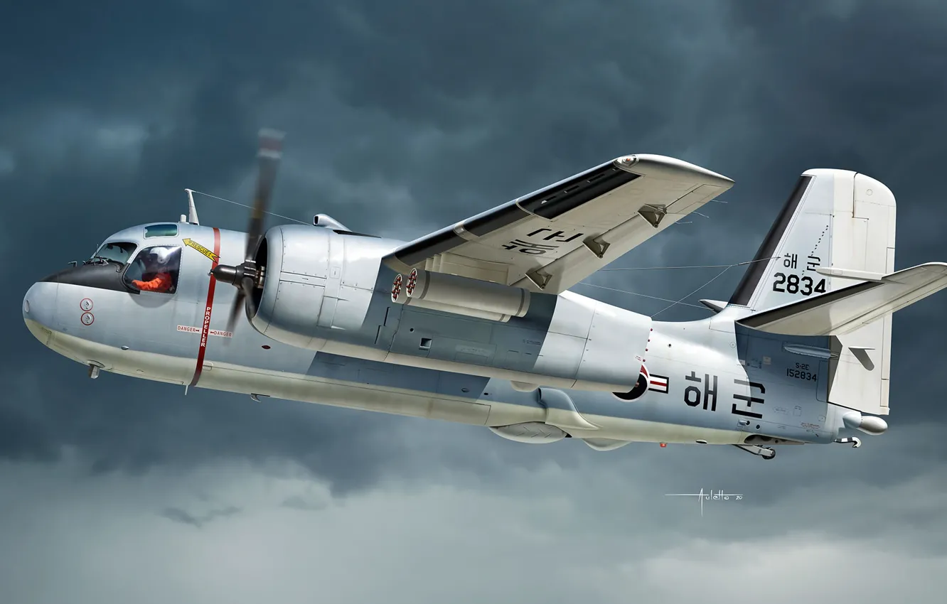 Фото обои средней дальности, палубный тактический транспортный самолёт, Grumman C-2 Greyhound