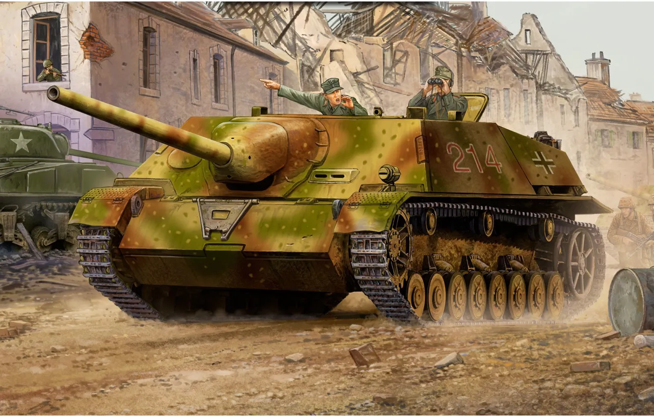 Фото обои war, art, tank, ww2, jagdpanzer, german tank, panzer tank