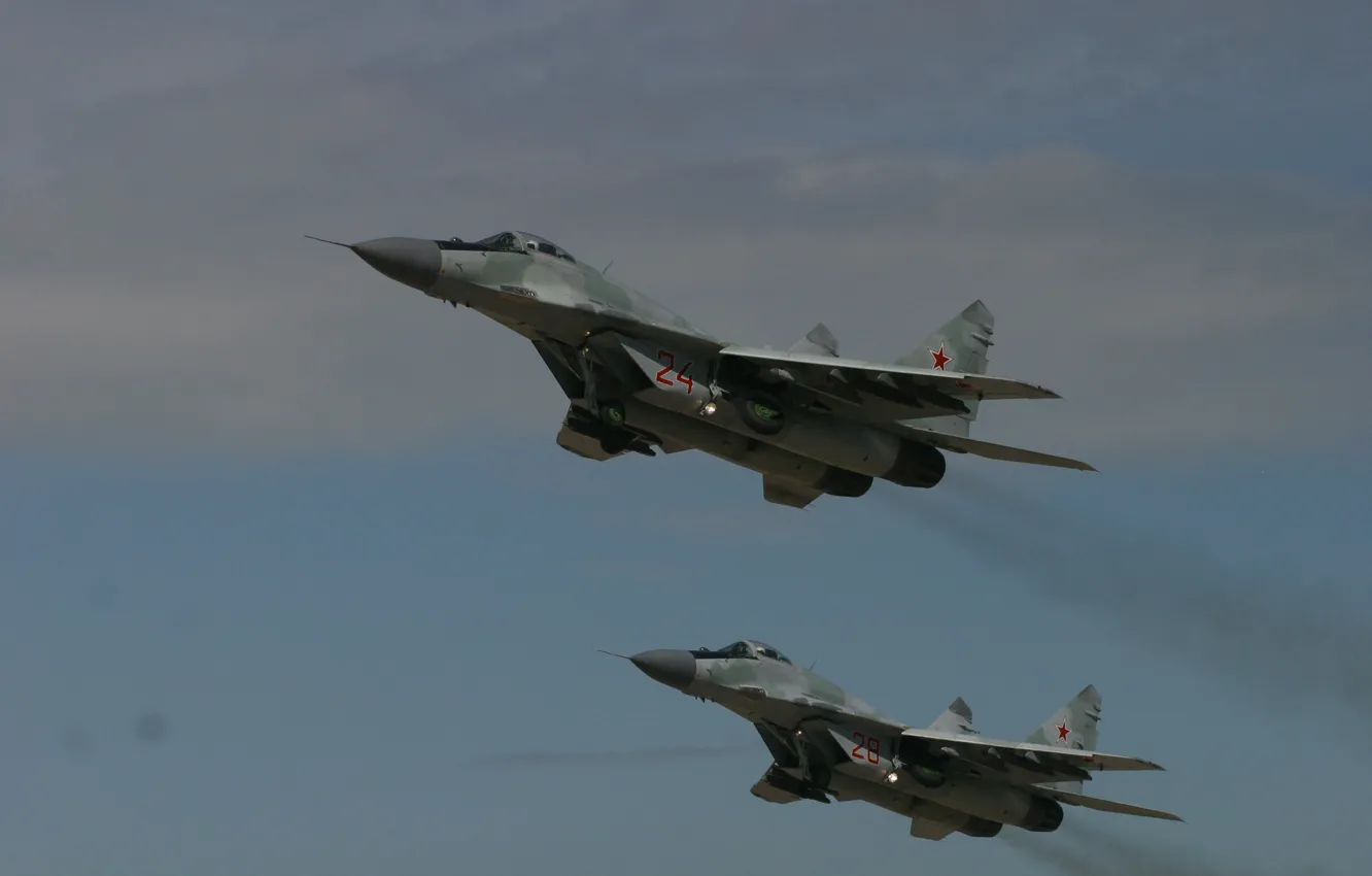 Фото обои полёт, МиГ-29, ВВС России, MiG-29/35 Fulcrum, фронтовой истребитель