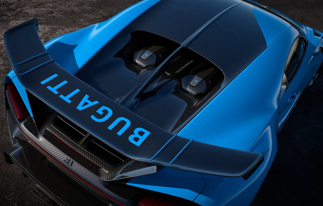 Фото обои Bugatti, спойлер, гиперкар, Chiron, 2020, Pur Sport