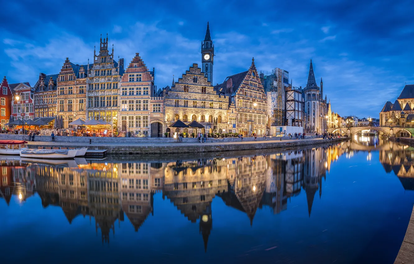 Фото обои отражение, река, здания, дома, Бельгия, архитектура, набережная, Belgium