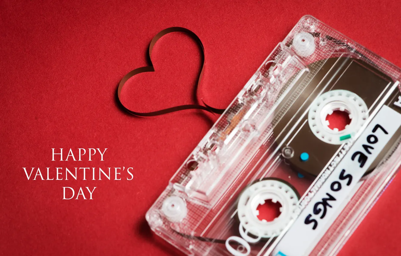 Фото обои праздник, сердце, лента, кассета, поздравление, Happy Valentine’s Day